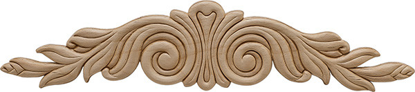 Embossed Ornament, white hardwood, 14-1/4" x 3-1/8" x 7/32"