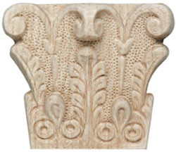 Carved Ornament, acanthus, maple, 5-1/8 x 4-1/2 x 1-9/16"