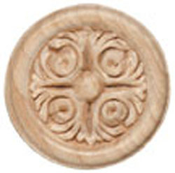 Carved Rosette, acanthus, maple, 2 1/8 x 3/8"