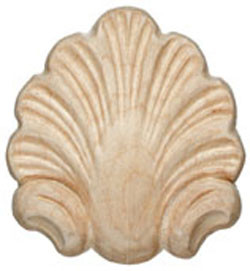 Carved Onlay, shell, maple, 2 1/2 x 2 3/4"