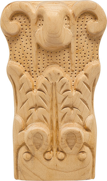 Carved Ornament, acanthus, maple, 2 15/16 x 5 x 1 1/2"