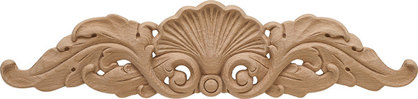 Carved Onlay, shell, beech, 20 x 4-1/2 x 5/8"