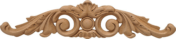 Carved Onlay, acanthus, beech, 20 x 4-1/2 x 5/8"