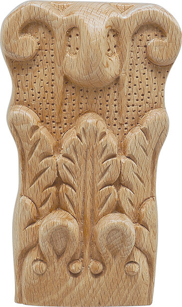 Carved Ornament, acanthus, beech, 2 15/16 x 5 x 1 1/2"