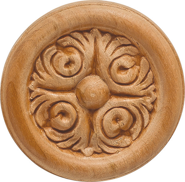 Carved Rosette, acanthus, cherry, 2 1/8 x 3/8"