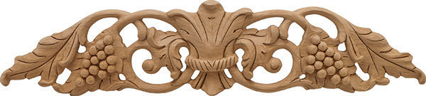 Carved Onlay, Bordeaux, alder, 20 x 4 1/2 x 5/8"