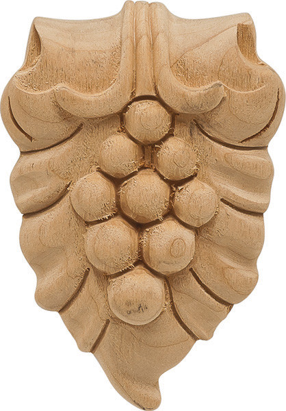 Carved Onlay, grape, alder, 2 5/16 x 3 1/2"