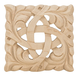 Carved Ornament, Interlacings, oak, 2 7/8" x 2 7/8"