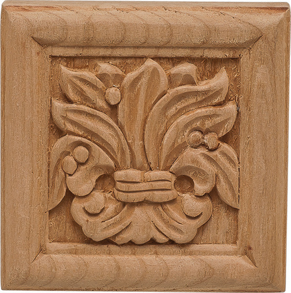Carved Ornament, Chateau, cherry, 2 7/8 x 2 7/8"