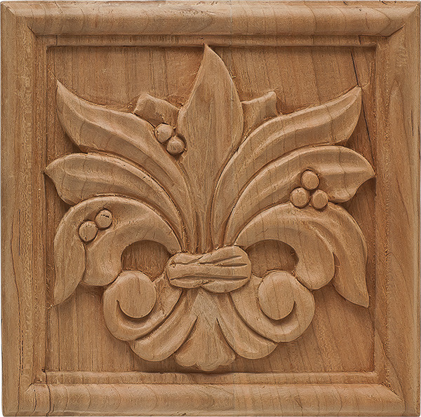 Carved Ornament, Chateau, cherry, 5 7/8 x 5 7/8"
