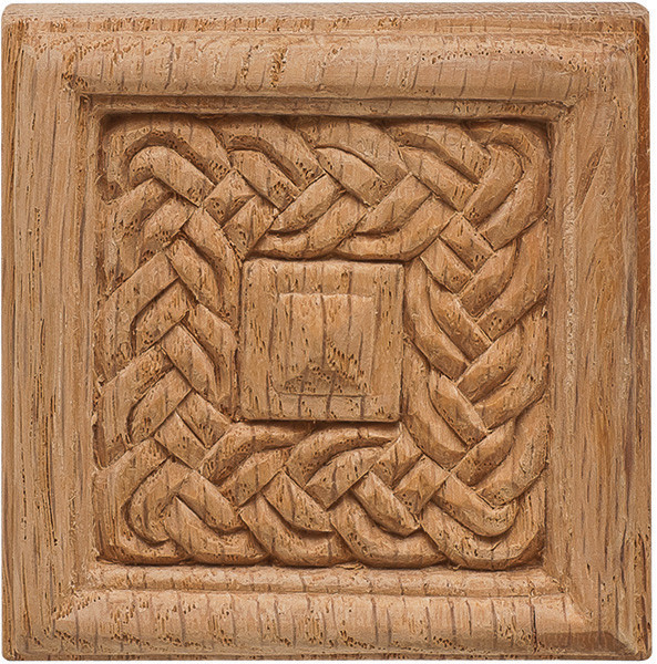 Carved Ornament, Rattan, oak, 2 7/8 x 2 7/8"