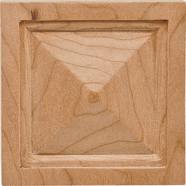 Carved Ornament, Arcadian, cherry, 2 7/8" x 2 7/8"