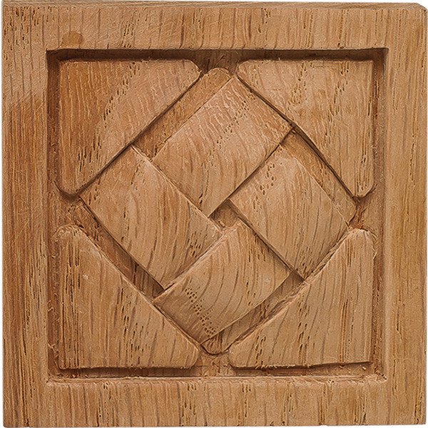Carved Ornament, Cottage, oak, 2 7/8 x 2 7/8"
