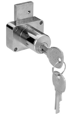 Drawer Lock, C8178, steel, brushed chrome, 7/8", master keyed, keyed different