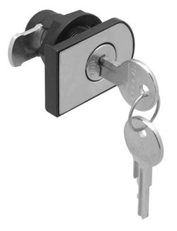 Glass Door Lock, horizontal mount, steel, nickel matt