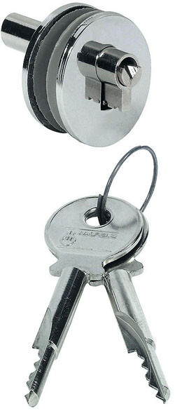 Econo Glass Door Cylinder Lock, zinc, chrome-plated, keyed different
