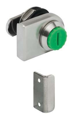 Glass Door Cam Lock, Symo, left hand, zinc, nickel-plated matt