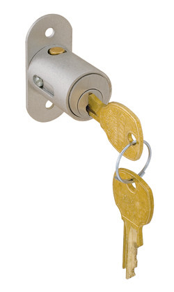 Sliding Door Lock, C8142, steel, brushed chrome, 1 1/8", K107