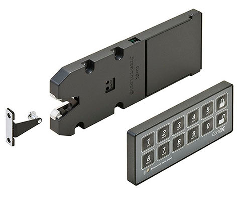 StealthLock, battery powered, with key pad, plastic, black, 6" x 3" x 7/16", set