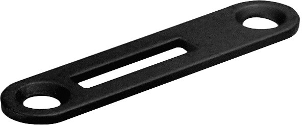 Strike Plate, off-set slot, steel, nickel plated, 49mm x 11mm