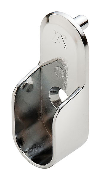 Oval Wardrobe Tube Support, zinc, chrome-plated, 15mm x 30mm With pins