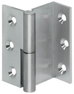 Angle Hinge, brass, nickel-plated matt, left hand, 50mm