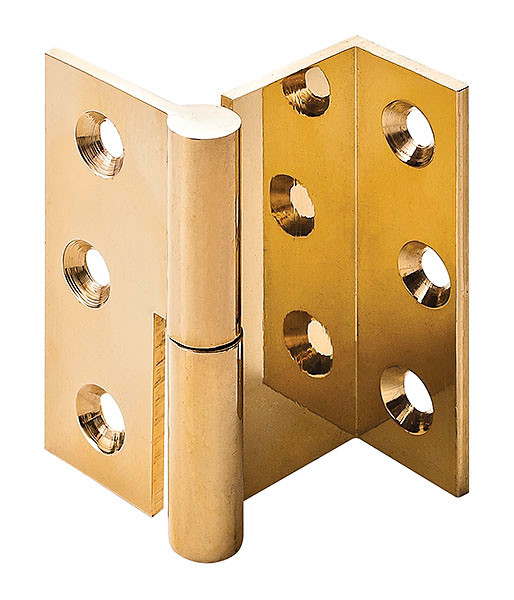 Angle Hinge, brass, polished, right hand, 50mm