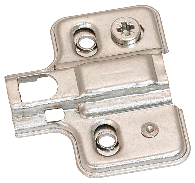 Clip Mounting Plate, cam adjustable, for woodscrews, steel, nickel-plated, 0mm, Mod 2