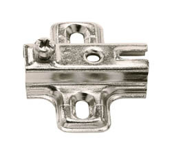 A-SeriesSlide on Flanged Mounting Plate for Euro Hinges , for woodscrews, steel. nickel-plated Choose size for your Overlay .