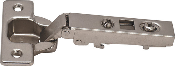 Hinge Clip-on, 110 degree, full overlay, self-closing, steel, nickel-plated, Mod 14
