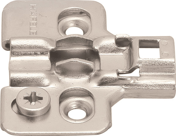 Clip Mounting Plate, cam adjustable, for woodscrews, steel, nickel-plated, Mod 2