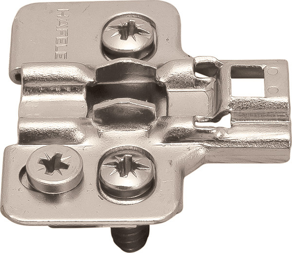 Clip Mounting Plate, cam adjustable, with pre-installed euroscrews, steel, nickel-plated, Mod 2