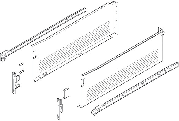 Metabox 320Hc15 3/4" Extension Runners, 6" Side, For 18" Drawer, White Set
