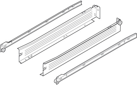 Metabox 320Nc153/4" Extension Runners, 2" Side, For 16" Drawer, White Set