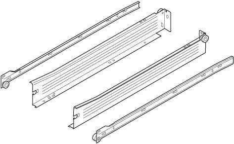 Metabox 320Nc153/4" Extension Runners, 2" Side, For 18" Drawer, White Set