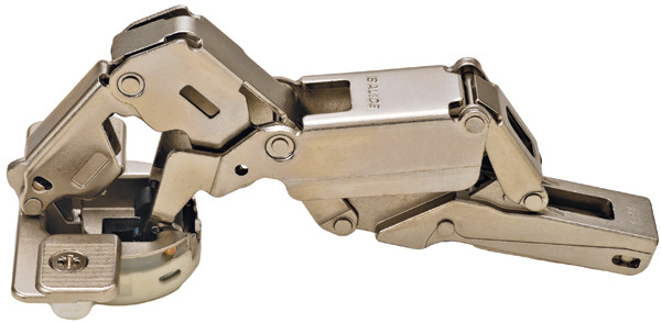 Salice C2RMAD9 Silentia Hinge, 155 degree, full overlay, "0" protrusion, dowel, steel, nickel plated, Mod 17
