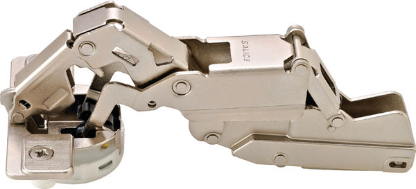 Salice C2RDGD9 Silentia hinge for thick doors, steel, nickel plated, 155 degrees, half overlay, with dowel, Mod 8