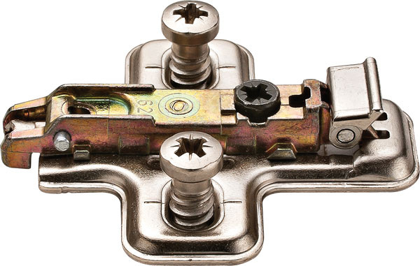 Salice BAVGL69F/16 Clip Mounting Plate, steel, nickel-plated, with pre-installed 11mm euroscrews, 6mm Mod 8