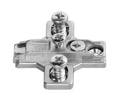 Salice B2RGE09/17 Slide-On Mounting Plate, zinc, nickel-plated, with pre-installed 11mm euroscrews, 0mm Mod 2