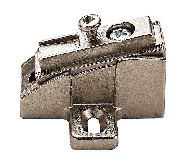 Salice B2V3BW9S/15 Slide-On Mounting Plate, zinc, nickel-plated, for woodscrews, +10degree, to +30degree, angle