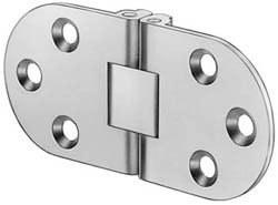 Self-Support Hinge, brass, nickel-plated polished, 30 x 65mm