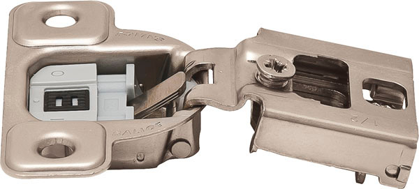 Salice CUP37D9 Silentia Hinge, steel, nickel plated, 106 degree, 1/2" overlay, face frame, screw