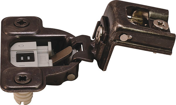 Salice CUR3AD6 Silentia Hinge, steel, titanium, 106 degree, 1 1/4" overlay, face frame, dowel mount