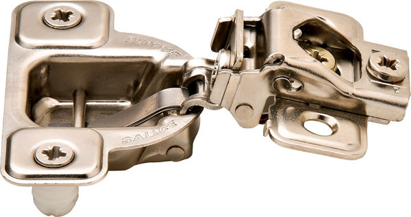 Salice CSR3299NR Hinge, steel, nickel plated, 106degree, 1", face frame, self closing, with dowel, 3 cam