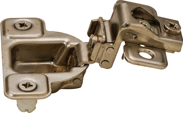 Salice CSR3D99NR Hinge, steel, nickel plated, 106degree, 1 7/16", face frame, self closing, with dowel, 3 cam