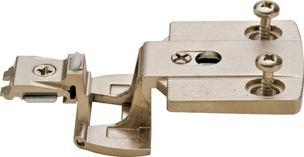 Aximat 300 TM Institutional Hinge, half overlay arm with expanding 5mm dowels, zinc, nickel plated
