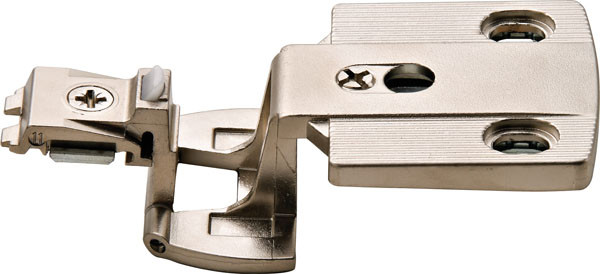 Aximat 300 TM Institutional Hinge, full overlay arm without screws, zinc, nickel plated (former 344.06.910)