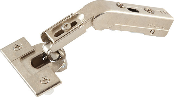 Grass Tiomos Hinge, pie-cut corner, self-close, dowel, steel, nickel-plated