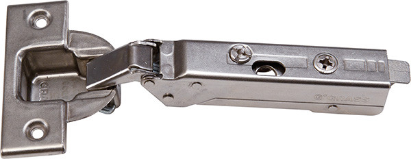 Grass Tiomos Hinge, 110 degree opening, full overlay, self-close, screw, steel, nickel-plated, 19mm