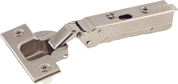 Grass Tiomos Hinge, 110 degree opening, full overlay, self-close, dowel, steel, nickel-plated, 19mm